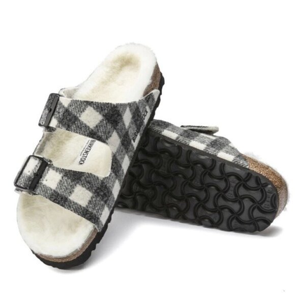 Birkenstock Arizona Rivet Plaid White Narrow Fit Men’s Szs 39/US 6 and 40/US 7